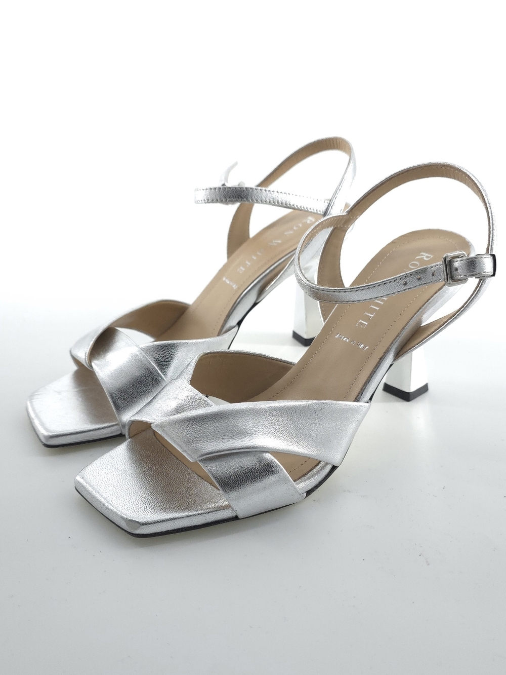 Ron White Ainsley Metallic Leather All Day Dress Sandals Silver Size 38 US 7.5